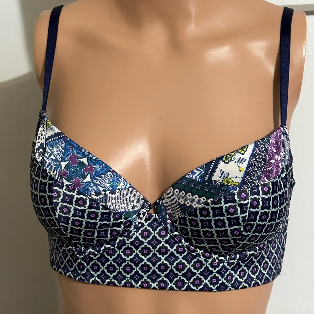 VS lined demi balconet longline bra Navy Blue Sz 34C - Picture 2 of 8